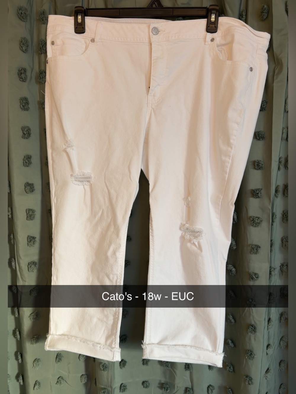 PLUS SIZE Cato's White Denim Distressed Jeans